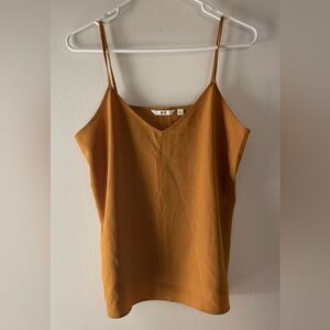 Uniqlo Women's Mustard V-Neck Satin Camisole